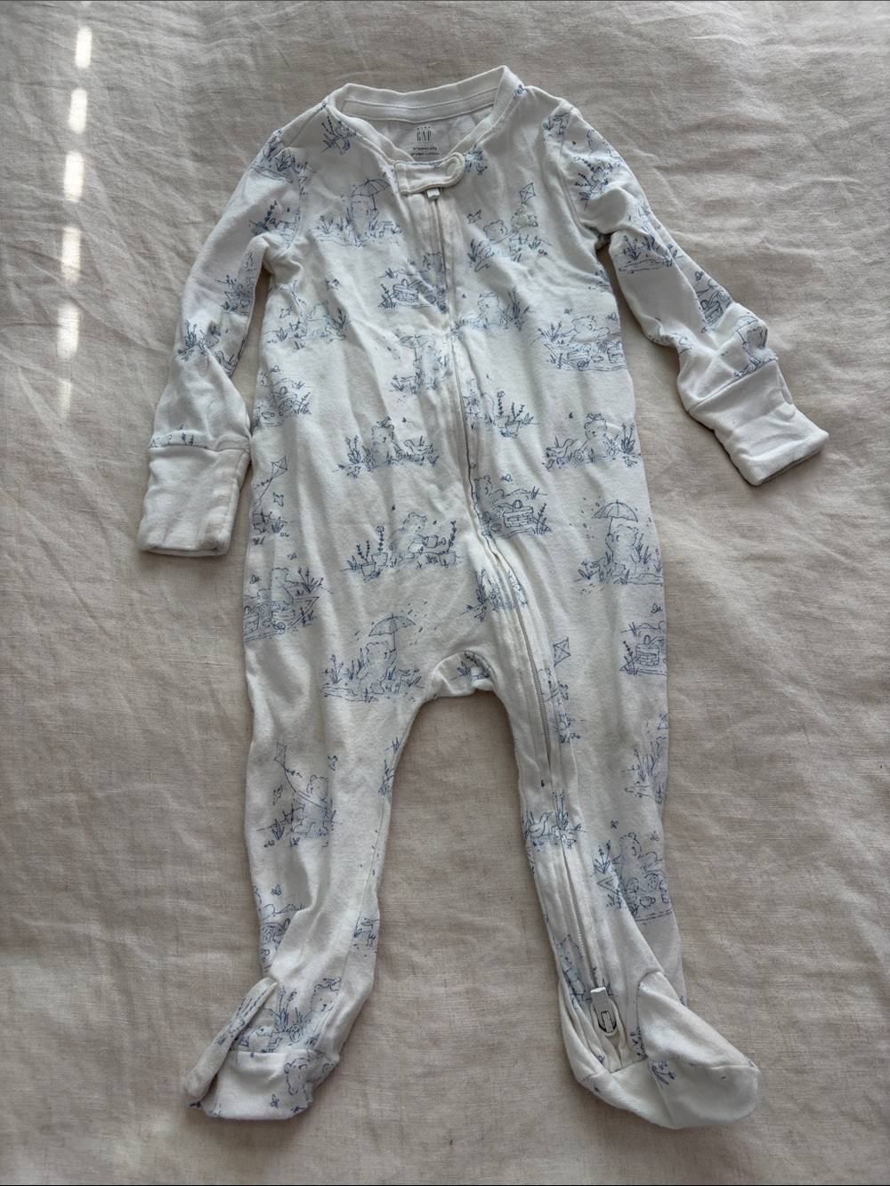 GAP White Footed One-Piece with Blue Print